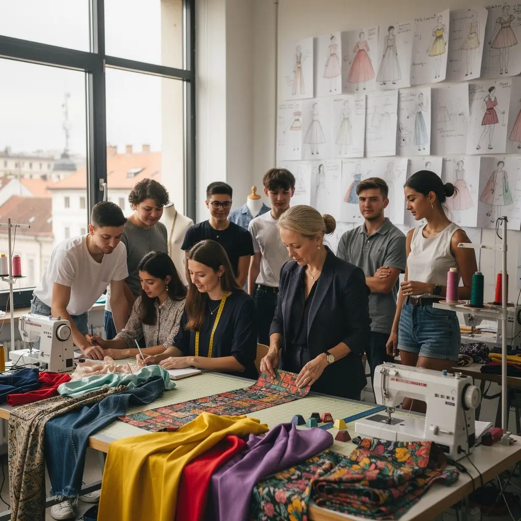 Varrodai munkahely, ahol a varrógépek és eszközök a ruhák összeállításához szükségesek.