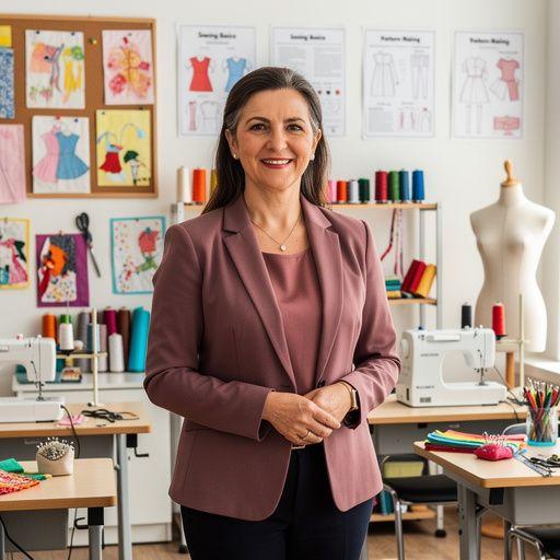 Varrótanfolyam résztvevői, akik éppen szabásmintát készítenek